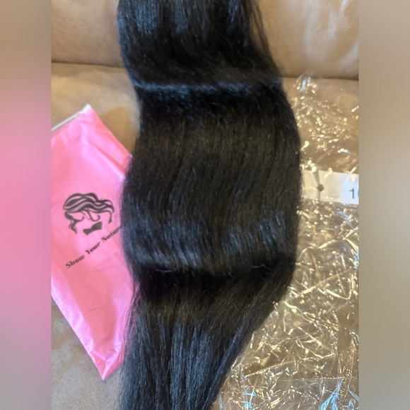 Human hair Kinky straight clip in hair extensions NWT - Picture 4 of 7